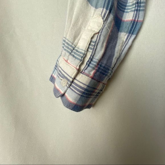 Old Navy Girls White/Blue Tunic Style Plaid Shirt - Picture 7 of 12